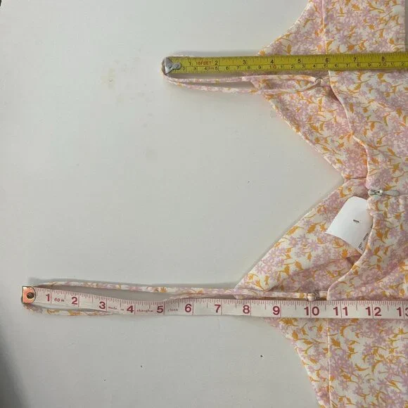 NWT Zara Linen Blend Purple Orange‎ Cream Cut Out Lined Mini Dress Sz L - Picture 14 of 14